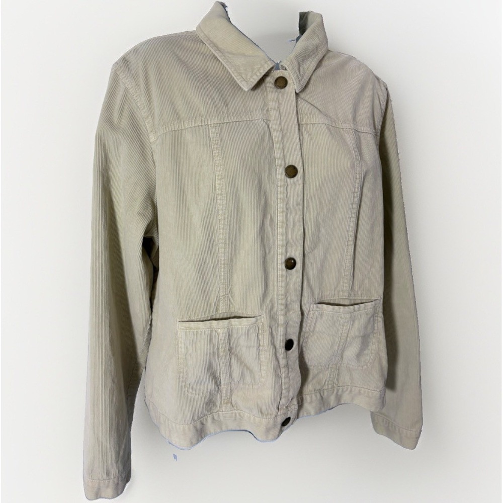 Vintage Sunset Cove Pale Yellow Cotton Corduroy Button Front Trucker Jacket XL